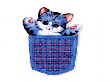 Aufbügler Katze in der Tasche Blau